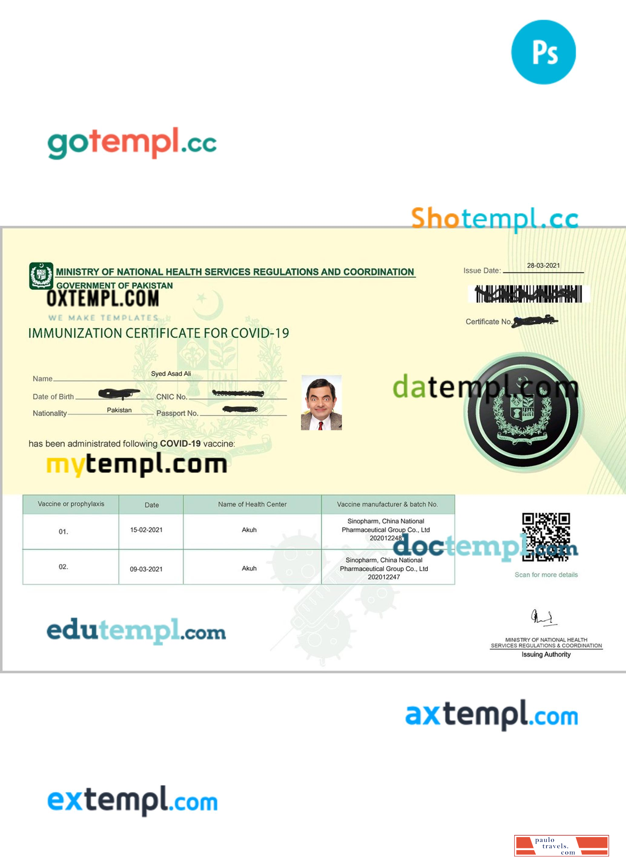 Pakistan immunization certificate for covid 19